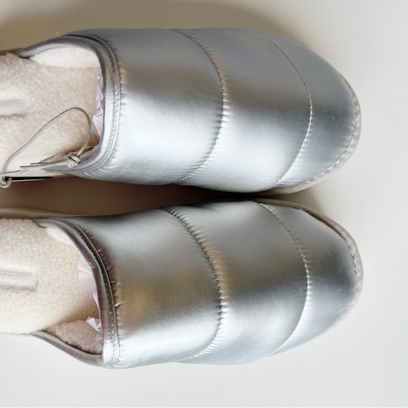 Anthropologie NEW Maeve Puffy Platform Slipper Shoes Silver Size Large US 10/11 - Picture 6 of 12